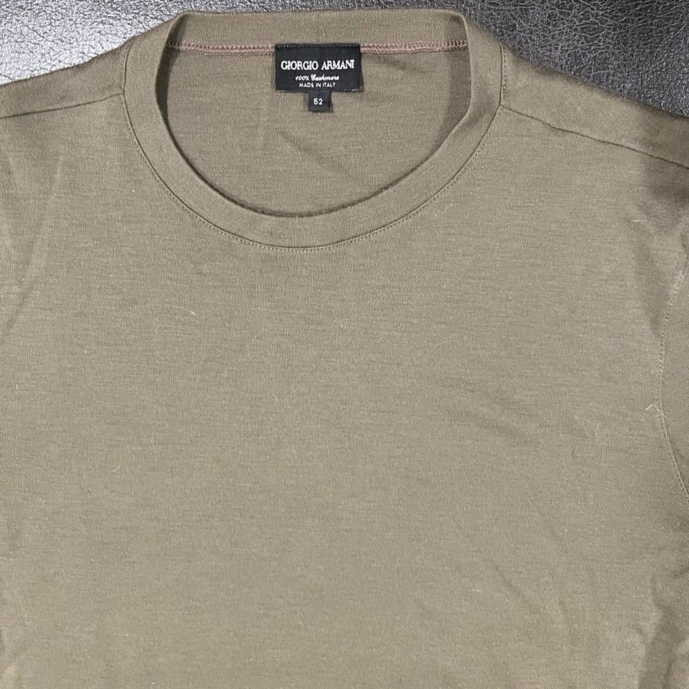 Giorgio Armani 100% Cashmere SS shirt Olive Green- EU Size 52 Made in Italy
